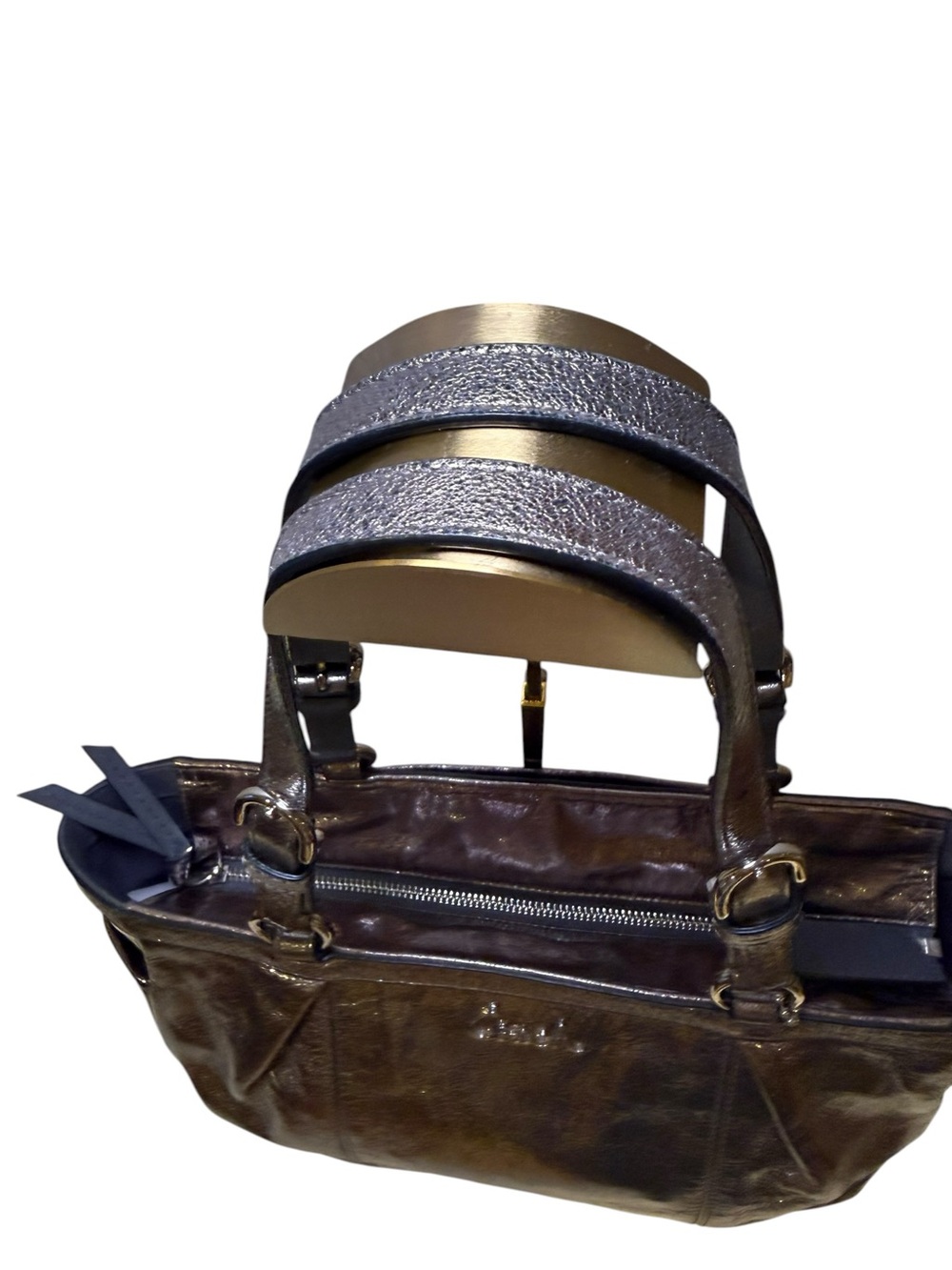 Coach Gallery East West Tote in Rare Metallic Pewter/Bronze Leather - Picture 8 of 12